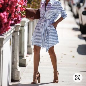 Striped Cotton Pocketed Dress - Medium